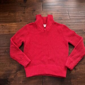 Cat and Jack Knit Sweater Red Ribbed Zipper Collar Boys Size 8 Holiday Preppy